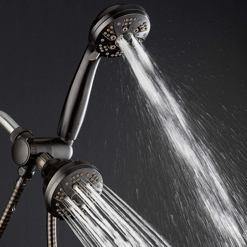 Pomme de douche double haute pression multifonction, Bronze huilé