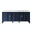 Meuble-lavabo Gamella 84 po L x 35 po H en bois massif, avec comptoir en quartz blanc de Carrare et double lavabo, bleu marine-1536459239-1500794681