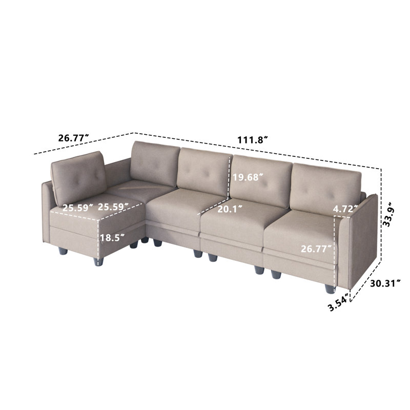 Tomario 6 - Piece Faux Leather Sectional, Brown Faux Leather