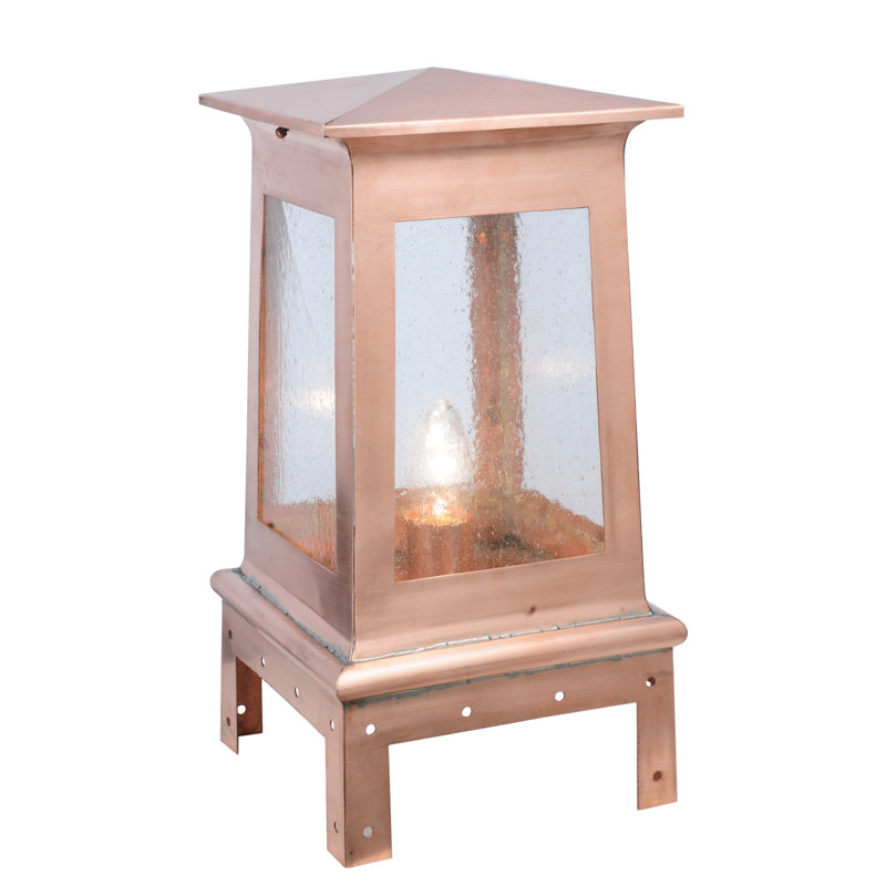 Rustic Lodge Copper Metal Fence Post Cap Light