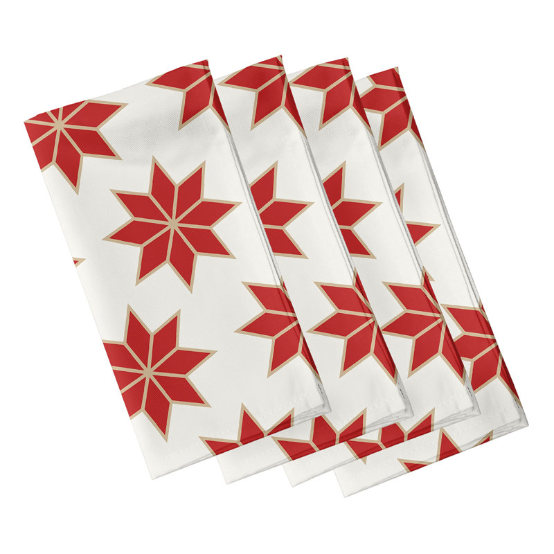 Ensemble de serviettes 4 pièces Noël stars, Rouge