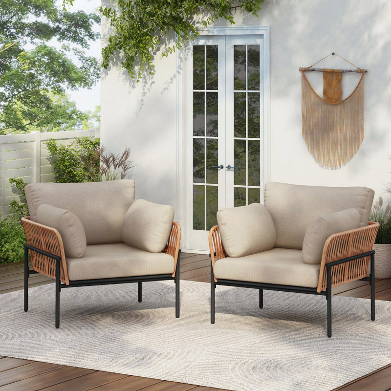Caniah Faux Rattan Accent Chairs, Natural