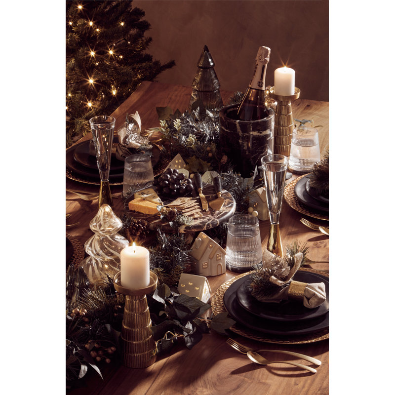 Marmore Gold Marble Cake Stand, Black