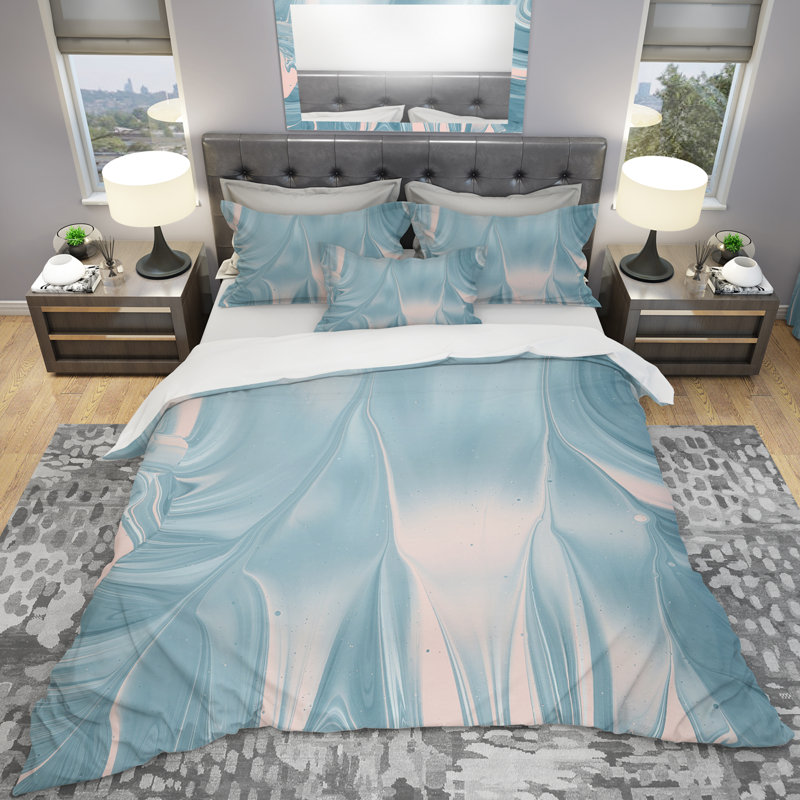 Abstract Water I - Ensemble de housse de couette transitionnelle moderne - Polyester en microfibre