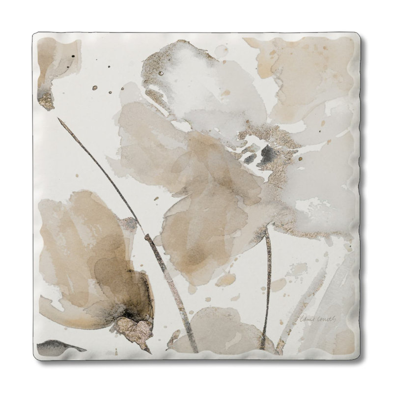 Abstract Floral II Single Tumbled Tile Coaster Create Your Own Set
