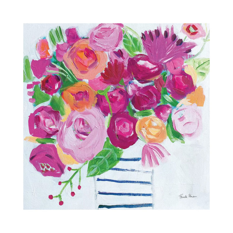 Pink Blossoms I by Farida Zaman - Wrapped Canvas Painting, 30.48 cm H x 30.48 cm W