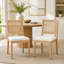 Chaise de salle à manger Mid-Century en bois massif avec dossier canne, beige (ensemble de 2)-578662285-578662286