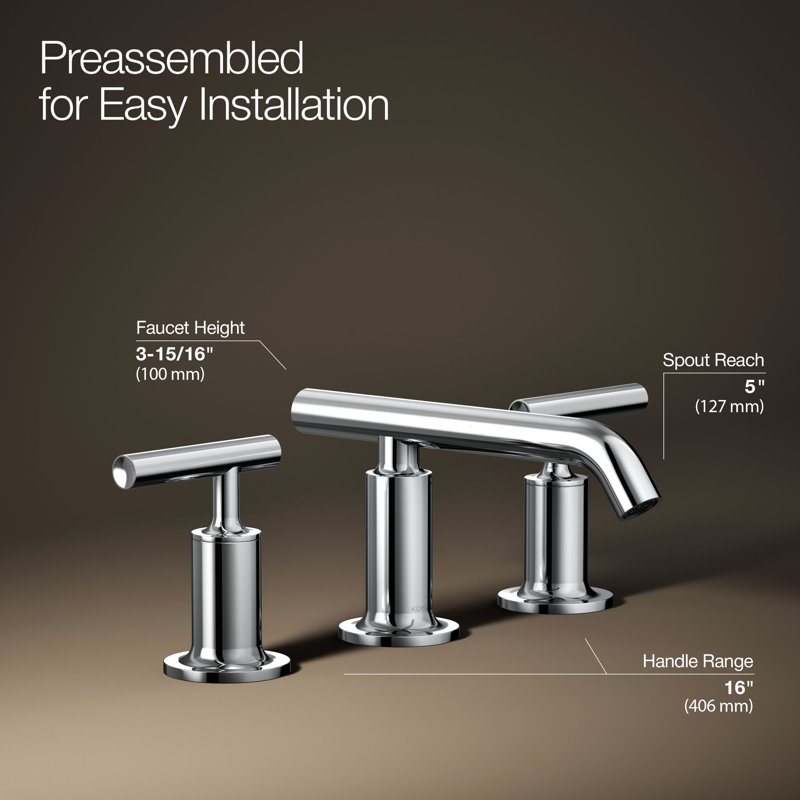 Purist Widespread Bathroom Faucet with Drain Assembly, Polished Chrome