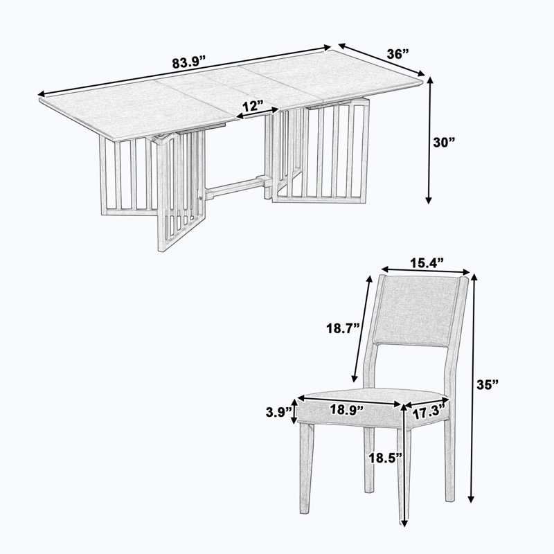Ensemble de table de salle à manger 9 pièces avec 8 chaises, Beige / Naturel
