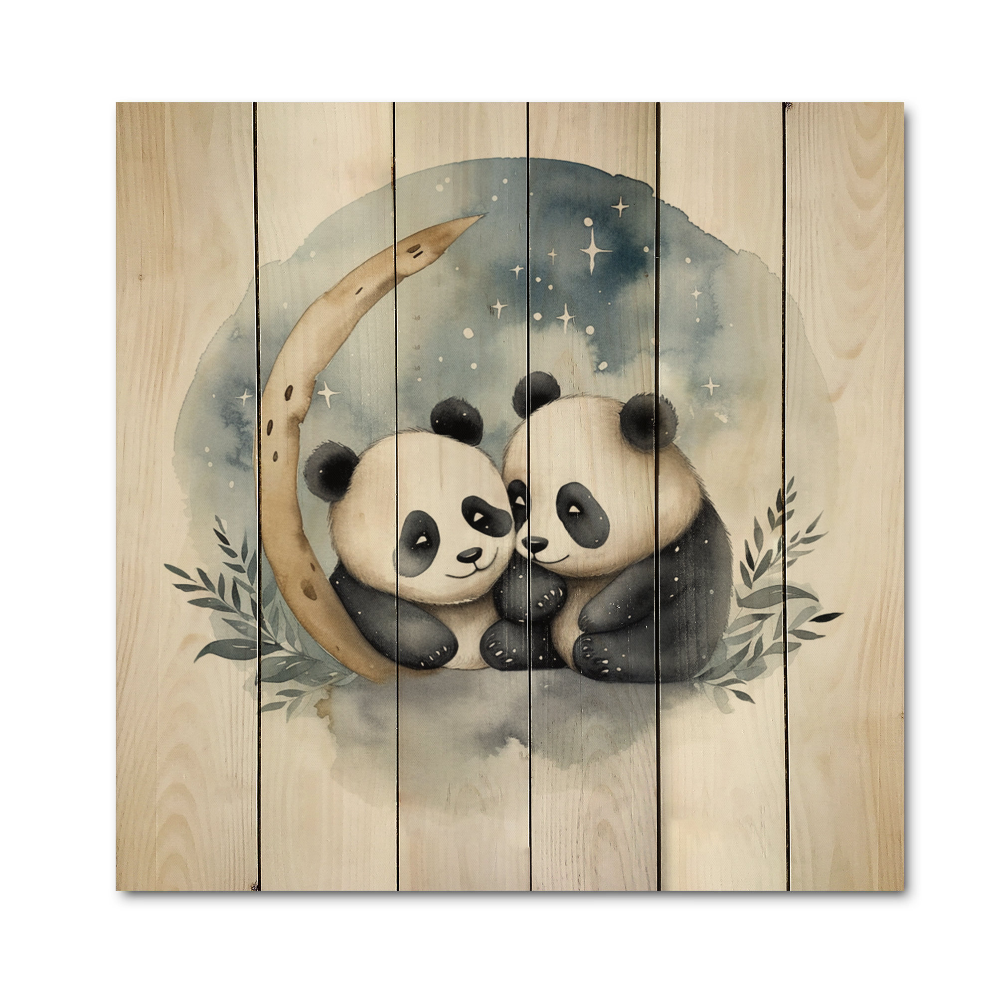 Indigo Safari Nessie Watercolor Baby Pandas I On Wood Print | Wayfair