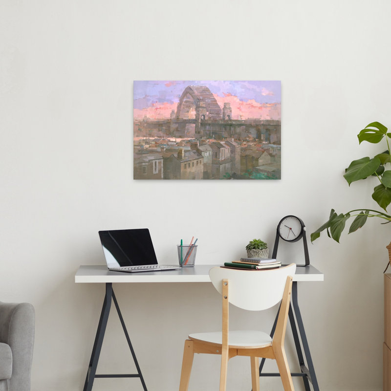 Sydney Bridge Twilight Impressionist Abstract Contemporary Architecture City Wall Art Print 1 Piece Wrapped Canvas Wall Art