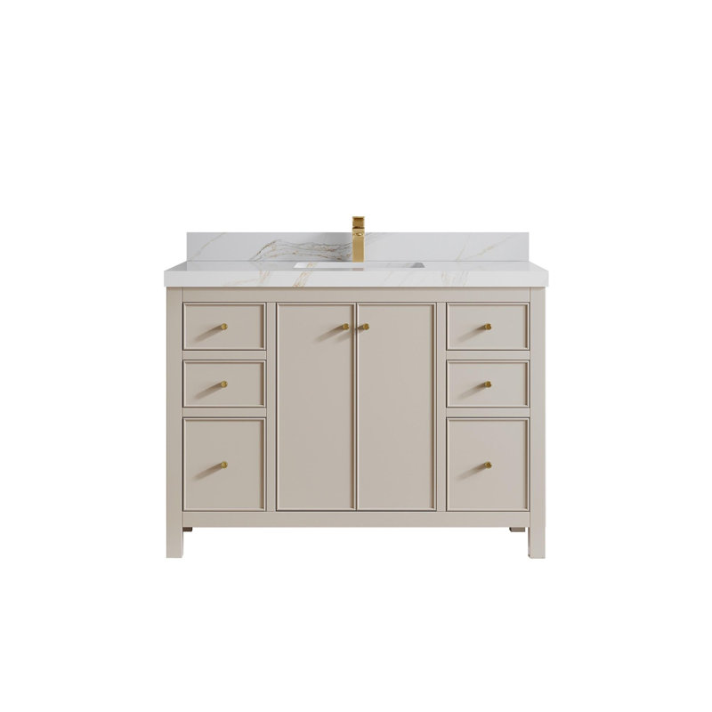 Meuble-lavabo simple 48 po avec comptoir en quartz Chicago