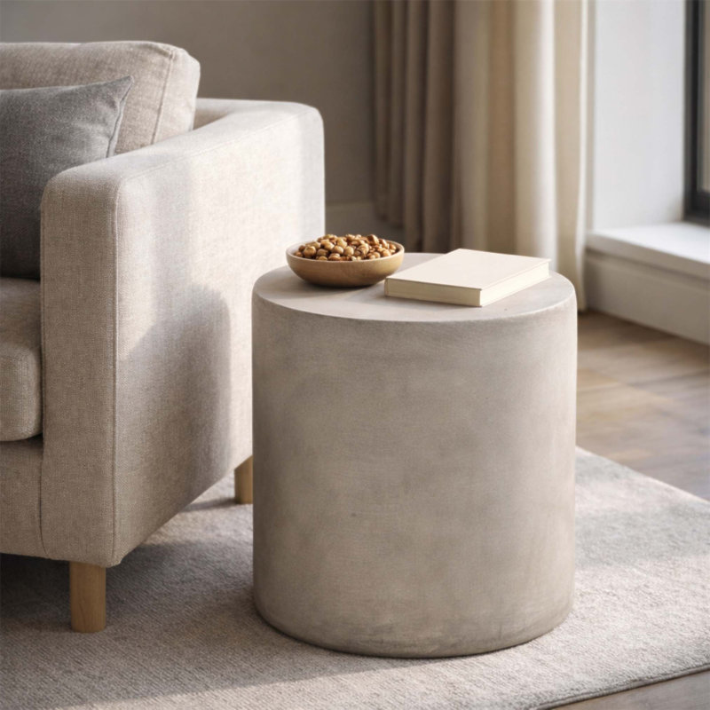 Table d'appoint extérieure en béton durable et légère, parfaite pour le patio et la cour
