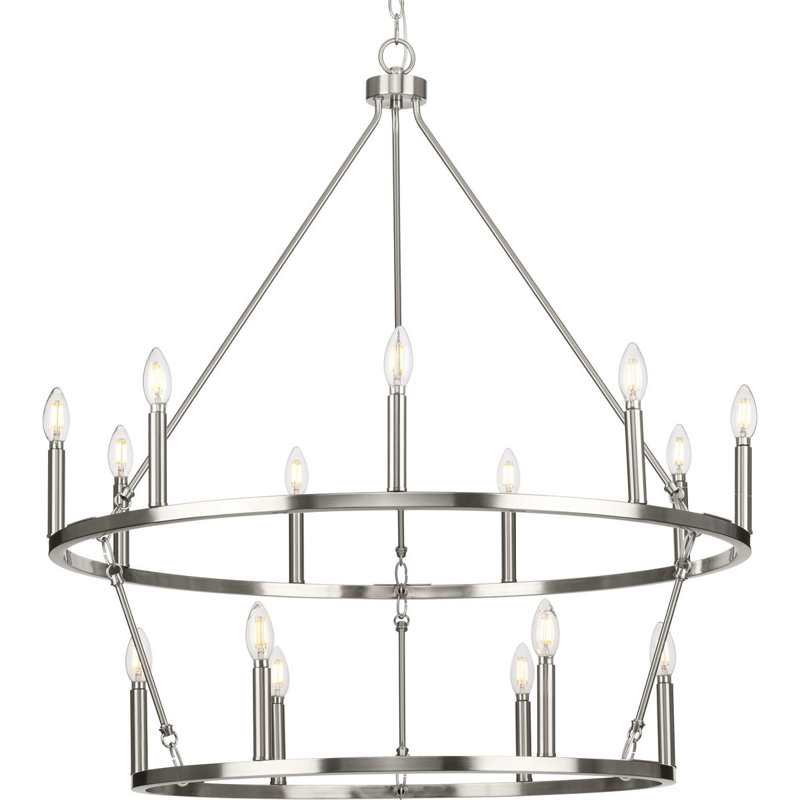 Gilliam 35.5" Brushed Nickel 15-Light Circular Chandelier