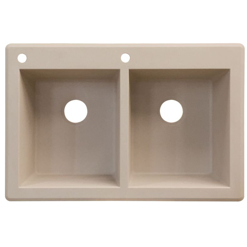 Évier de cuisine à double cuves l 33 po x l 22 po Radius, 2 trous, Café latté
