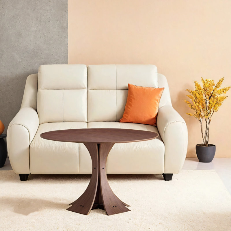 Table de salle à manger ronde 47,24 po en MDF de style contemporain noyer, Brun