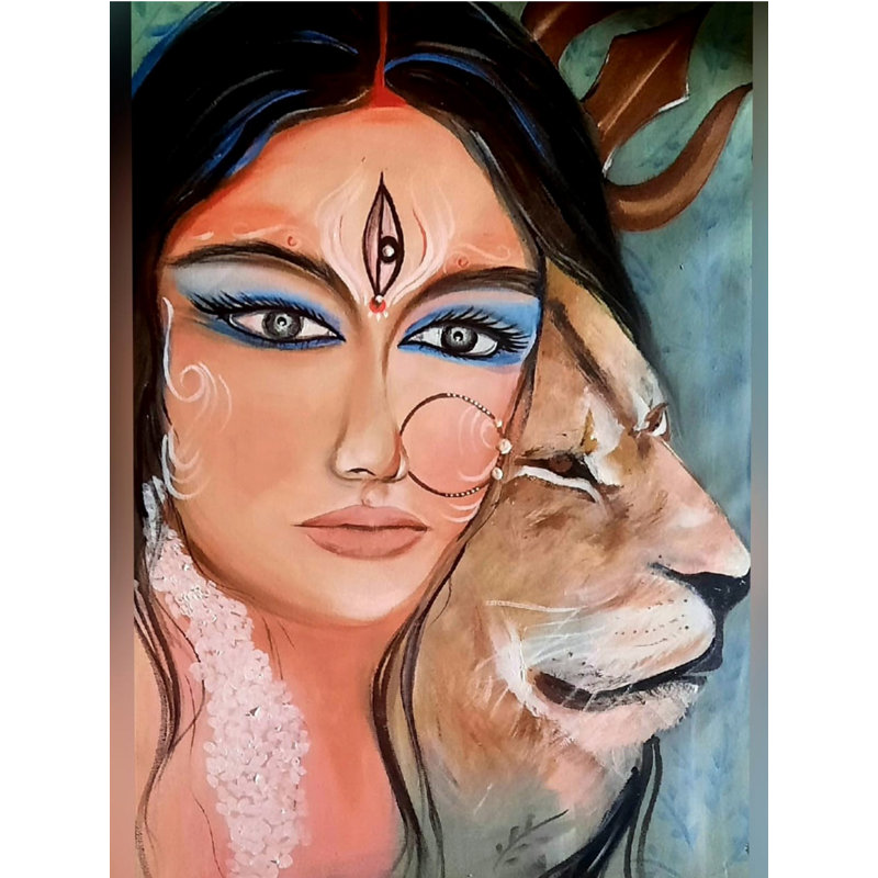 Aparajita - Déesse Durga | Acrylique sur toile roulée | Par Kajal Saxena