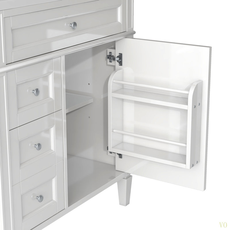 Ensemble de meuble-lavabo autoportant 30 po avec lavabo supérieur, meuble-lavabo moderne avec 2 tiroirs et un tiroir basculant, meuble-lavabo autoportant avec miroir et meuble-lavabo simple