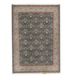 Hand-Knotted High-Quality Green and Cream Area Rug