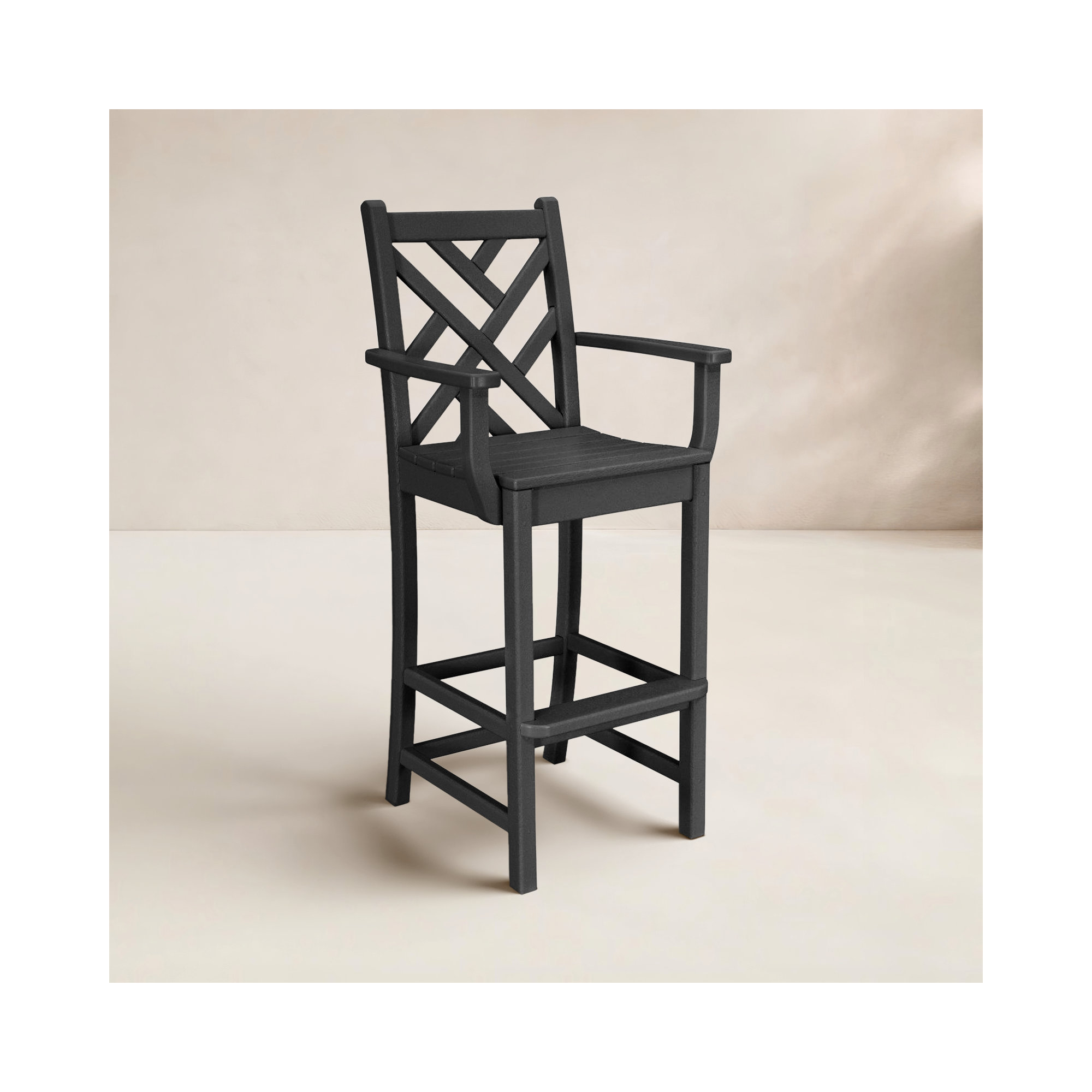 POLYWOOD Chippendale Bar Arm Chair in Sand, Black
