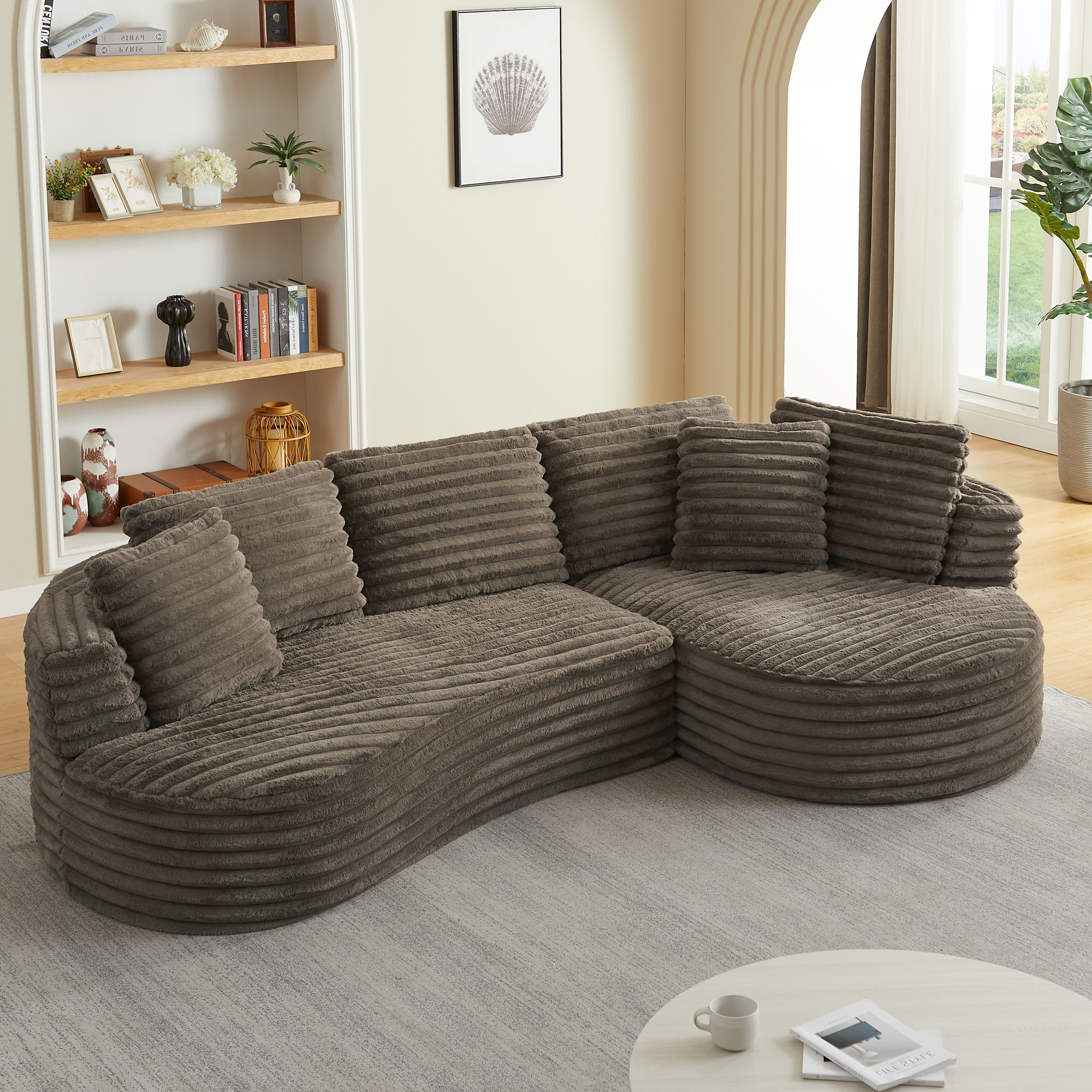 Mercer41 Modern Curved L-Shape Luxury Sectional Oversized Sofa ...