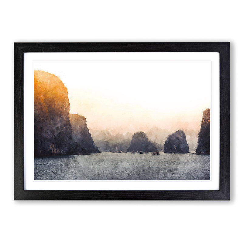 Ha Long Bay in Vietnam - Picture Frame Painting Print, Black Framed, 45cm H x 63cm W x 2cm D