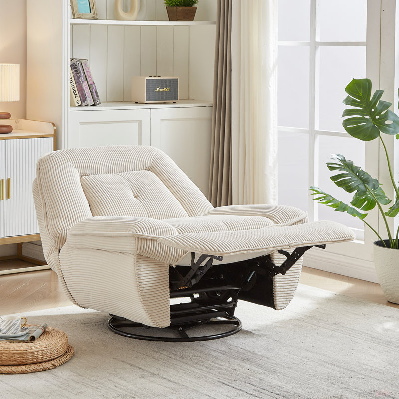 Tylon Upholstered Recliner, Beige Corduroy