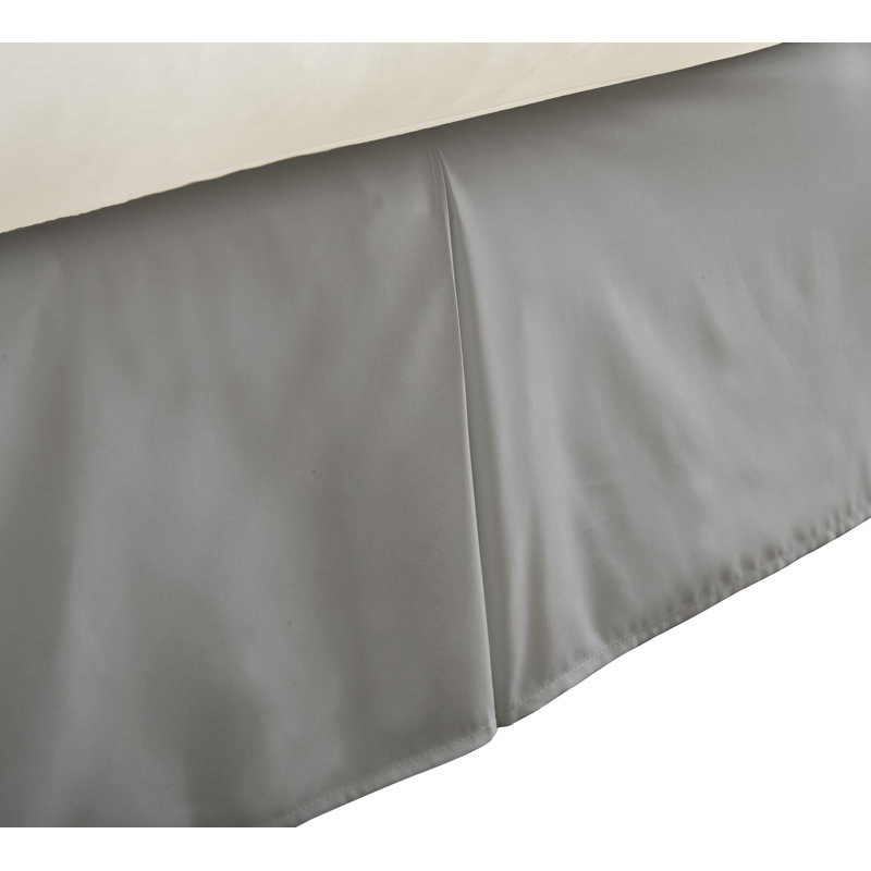 Gray Polyester Pleated King Bed Skirt with Split Corner