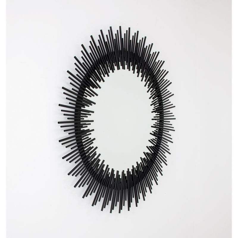 Pierre Sunburst Metal Mirror, Matte Black