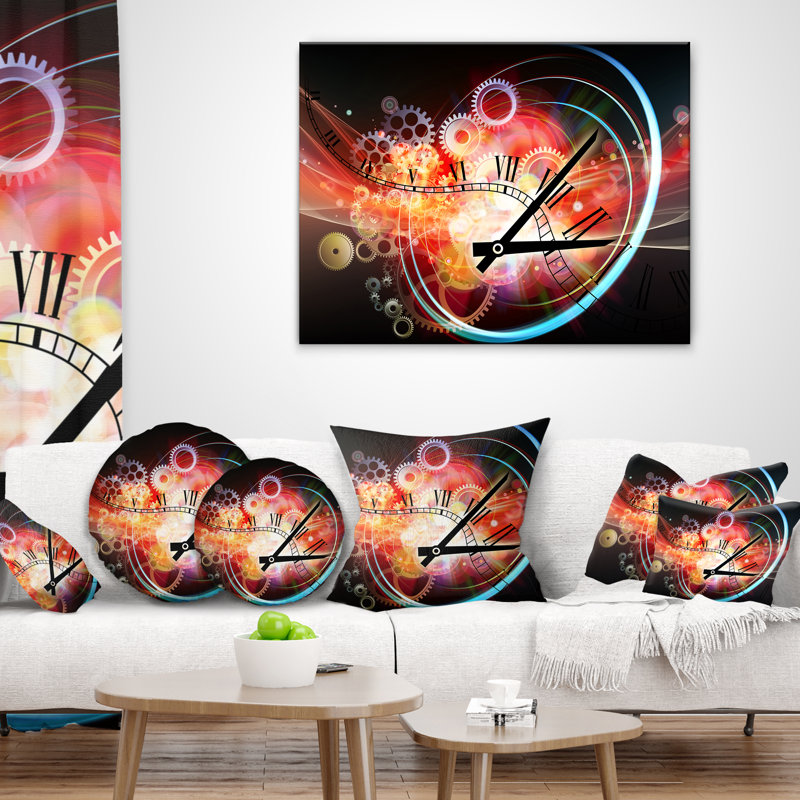 Interesting Clock - Abstract Printed Throw Pillow