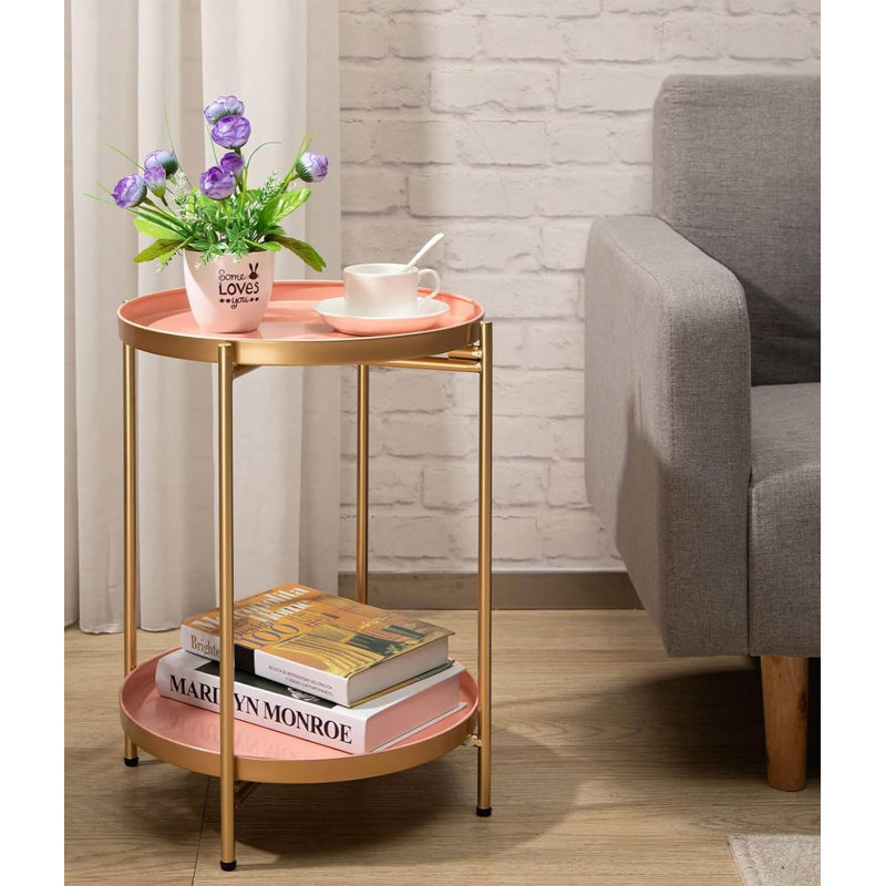 End Table, Pink, Gold
