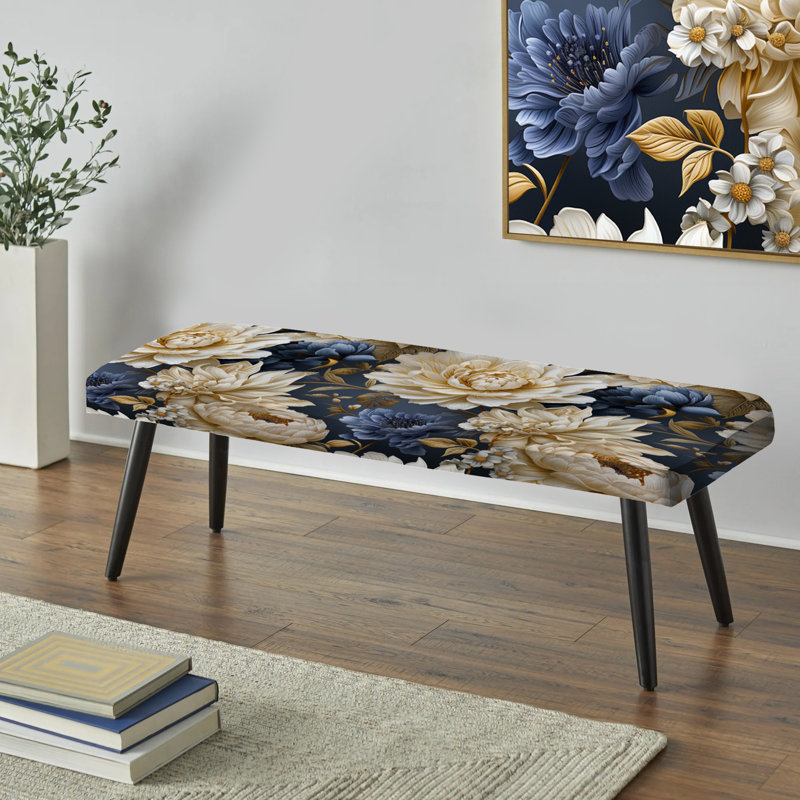 Botanical Damask Haven - Banc rembourré floral noir