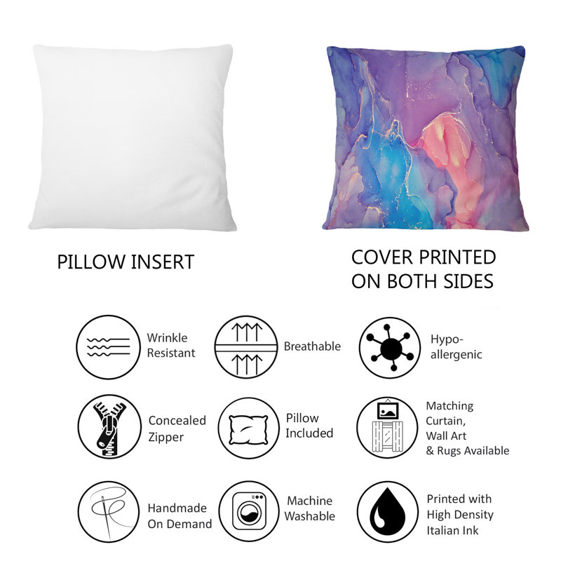 Fuchia liquide mauve et bleu III - Coussin décoratif imprimé moderne 1