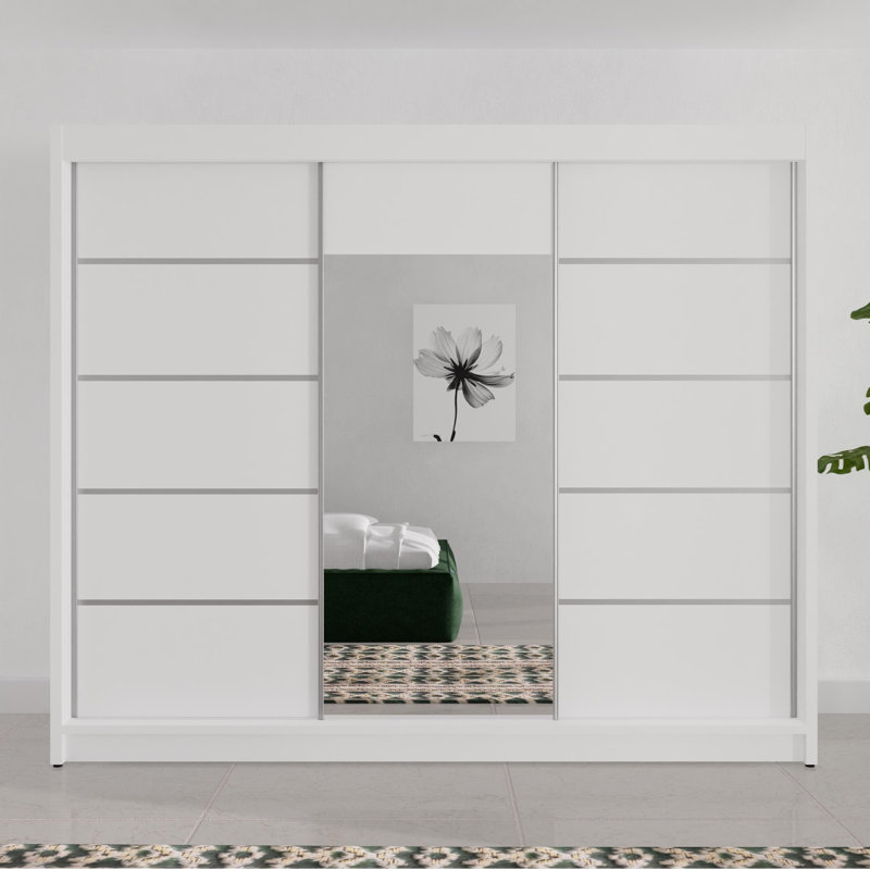 Dalyla 3 Door Sliding Wardrobe, White/Grey