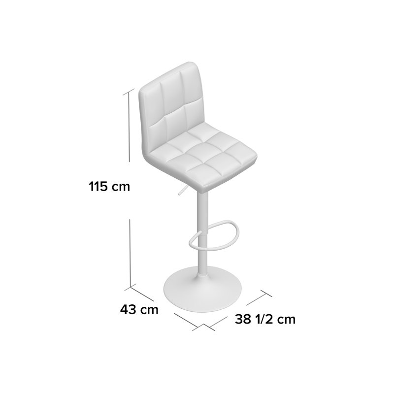 Cular Swivel Upholstered Adjustable Height Counter Stool with Metal Frame, White