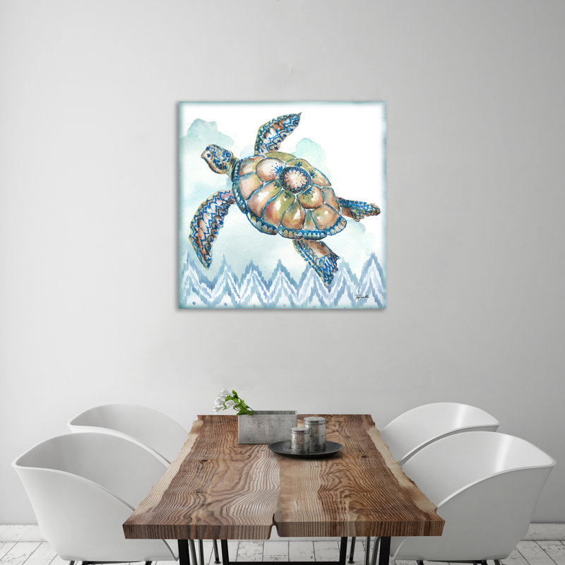 Boho Shells: Sea Turtle - impression sur toile tendue, H 18 po x l 18 po x P 1,5 po