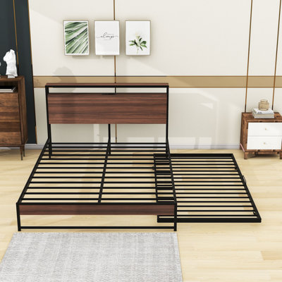 Maroma Metal and Wood Platform Bed with Twin Size Trundle