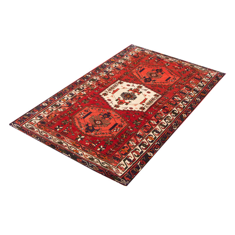 Tapis rouge unique noué à la main 4 pi 4 po x 6 pi 5 po Andelz
