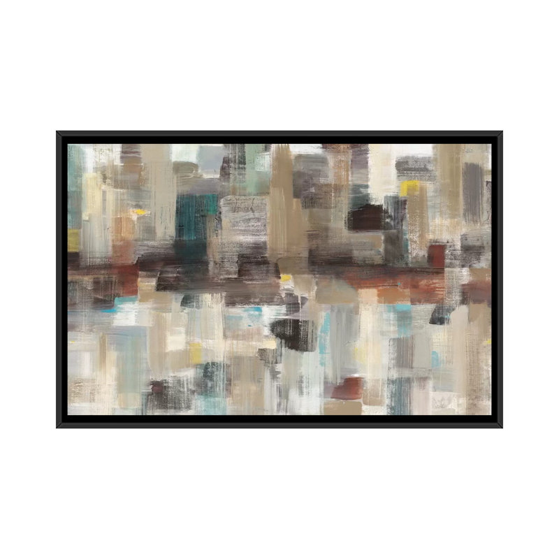 Trottoirs, reproduction d'art sur toile tendue, H 18 po x l 26 po x P 1,5 po, Toile avec cadre noir, Pas de tapis