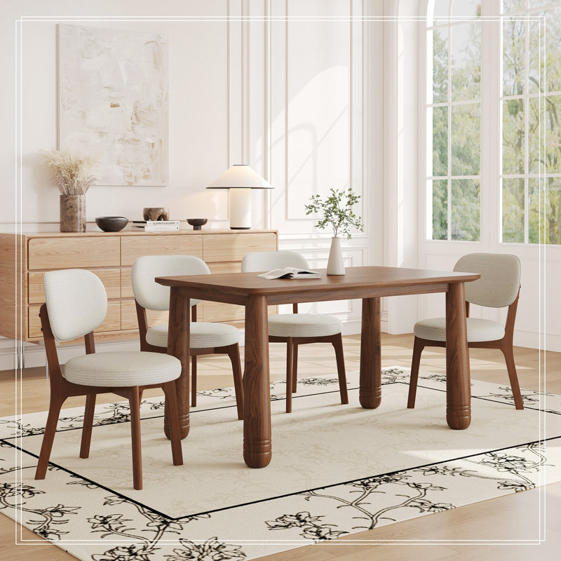 5 pièces Karoline avec 4 chaises rembourrées, Walnut
