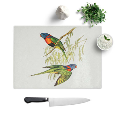 Tempered Glass Collared Lorikeets by Elizabeth Gould Chopping Board