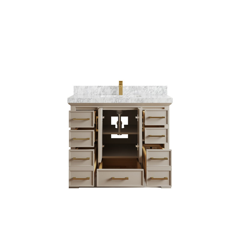 Meuble-lavabo simple 42 po avec plateau Charlotte, Marbre