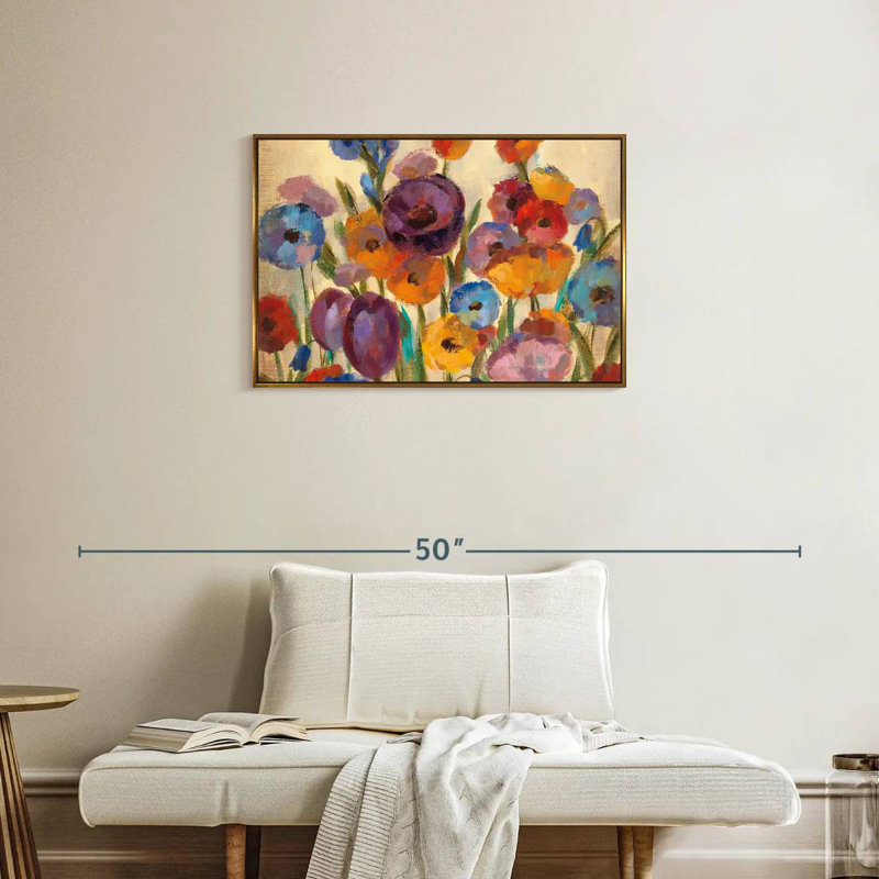 Garden Hues I, Cadre flottant doré, 31 po x 21 po