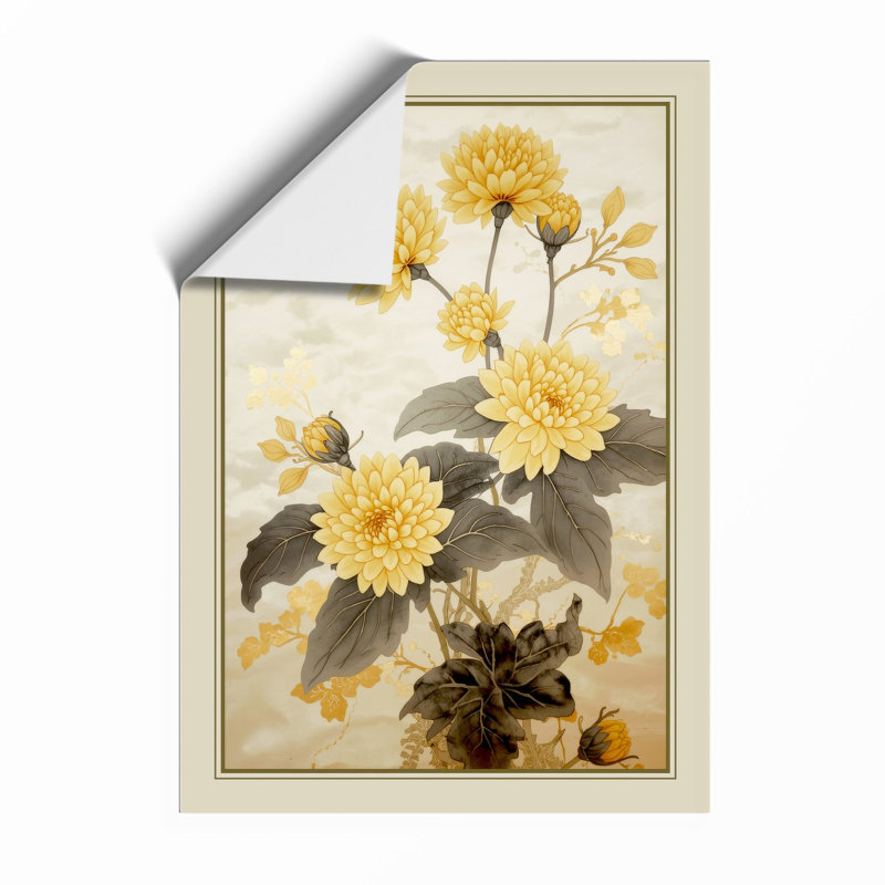 Chrysanthemum Study Botanical - Framed Print, Unframed, A2 - 59.4 x 42.0 cm