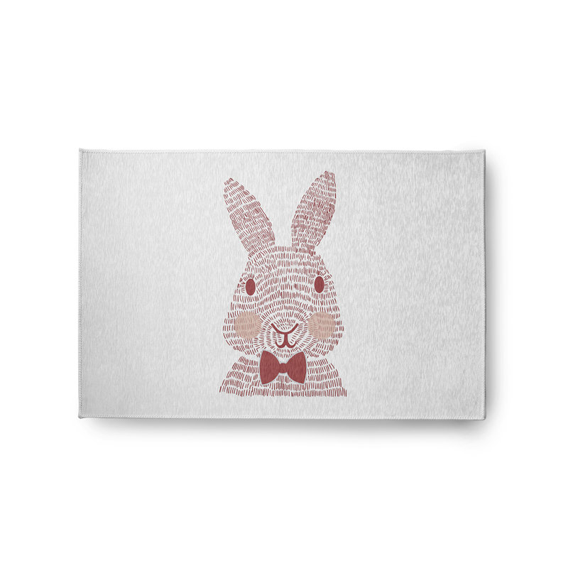 Tapis rouge / blanc tissé à la machine Elioth, Rectangle 2 pi x 3 pi