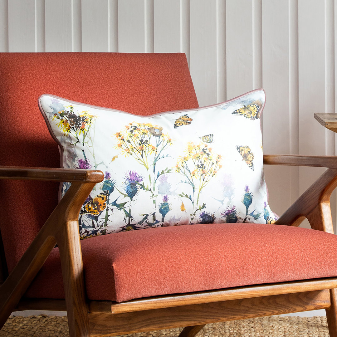 Athena Athena Floral Animal Piped Cushion Feathers Floral Rectangular Lumbar Cushion Cushion With Filling