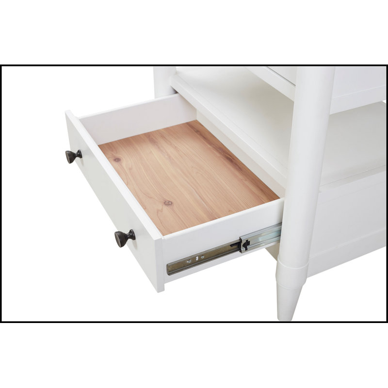Table de chevet ouverte avec 2 tiroirs, Blanc