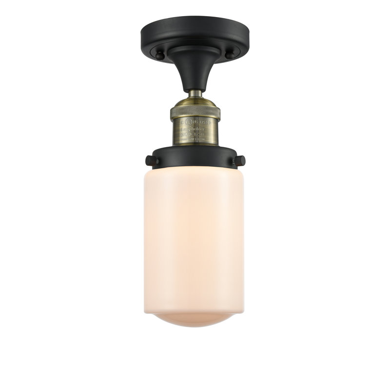 Plafonnier semi-encastré 4,5 po Saroyan, Blanc mat, Ampoule non incluse, Laiton antique noir