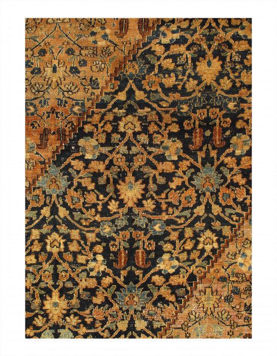 Navy Persian Antique Dorokhsh 14.4'x17.1"