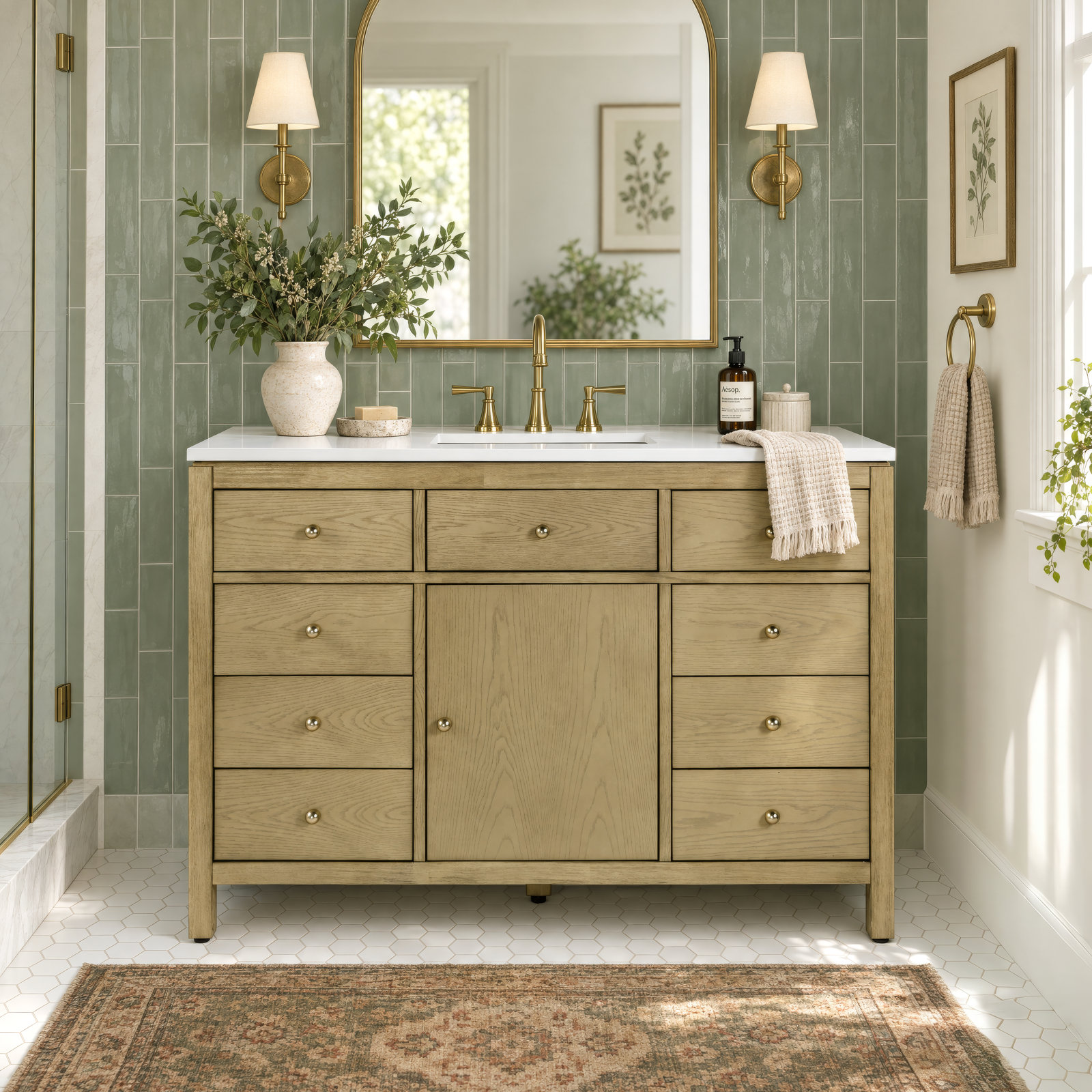 Celine 48" Acacia Single Bathroom Vanity, Wheat Oak